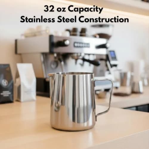 Rattleware 32oz Stainless Steel Latte Art Pitcher | Commercial Grade Milk Frothing Tool thumbnail 4