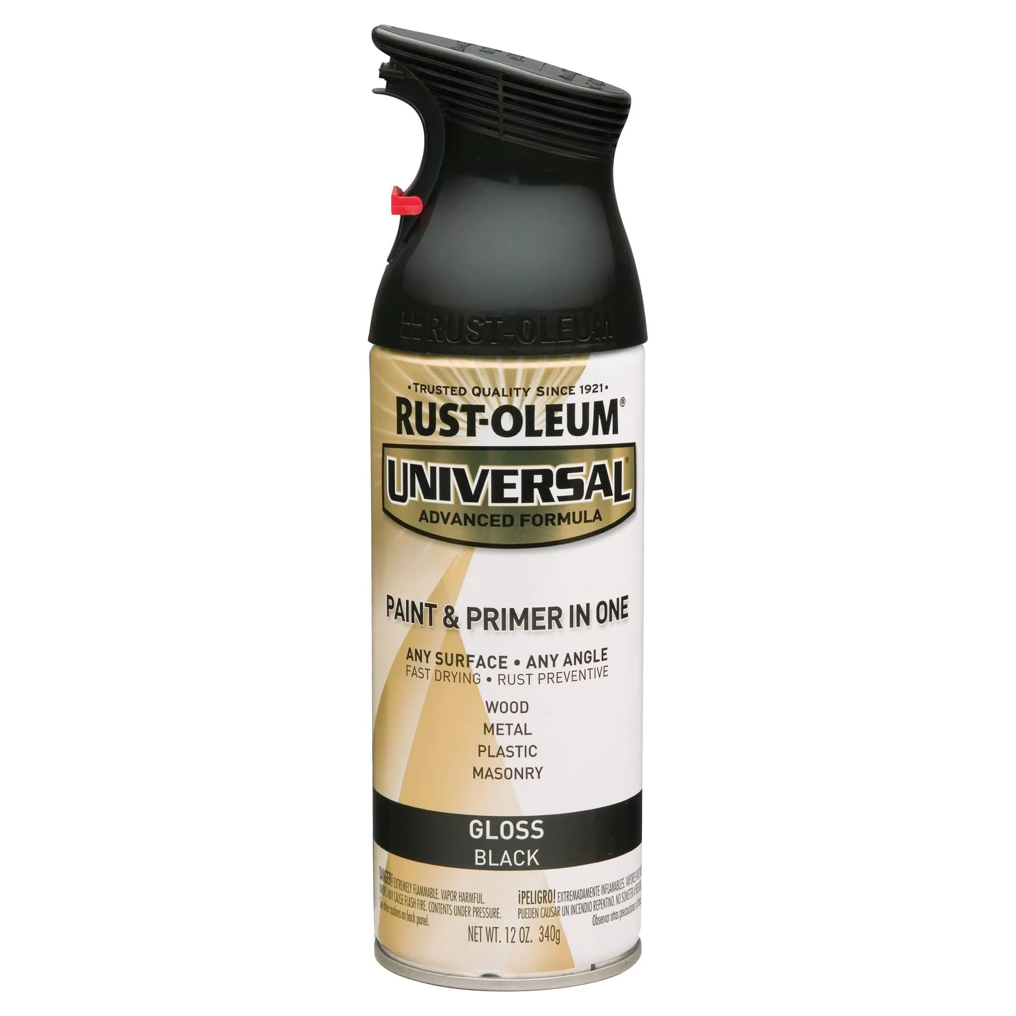 Rust-Oleum Universal All Surface Clear Topcoat Spray 11 oz (325 ml) Frosted Pearl Clear | Professional Grade Paint for Wood, Metal, Plastic — Black / Gloss / 12 Ounce