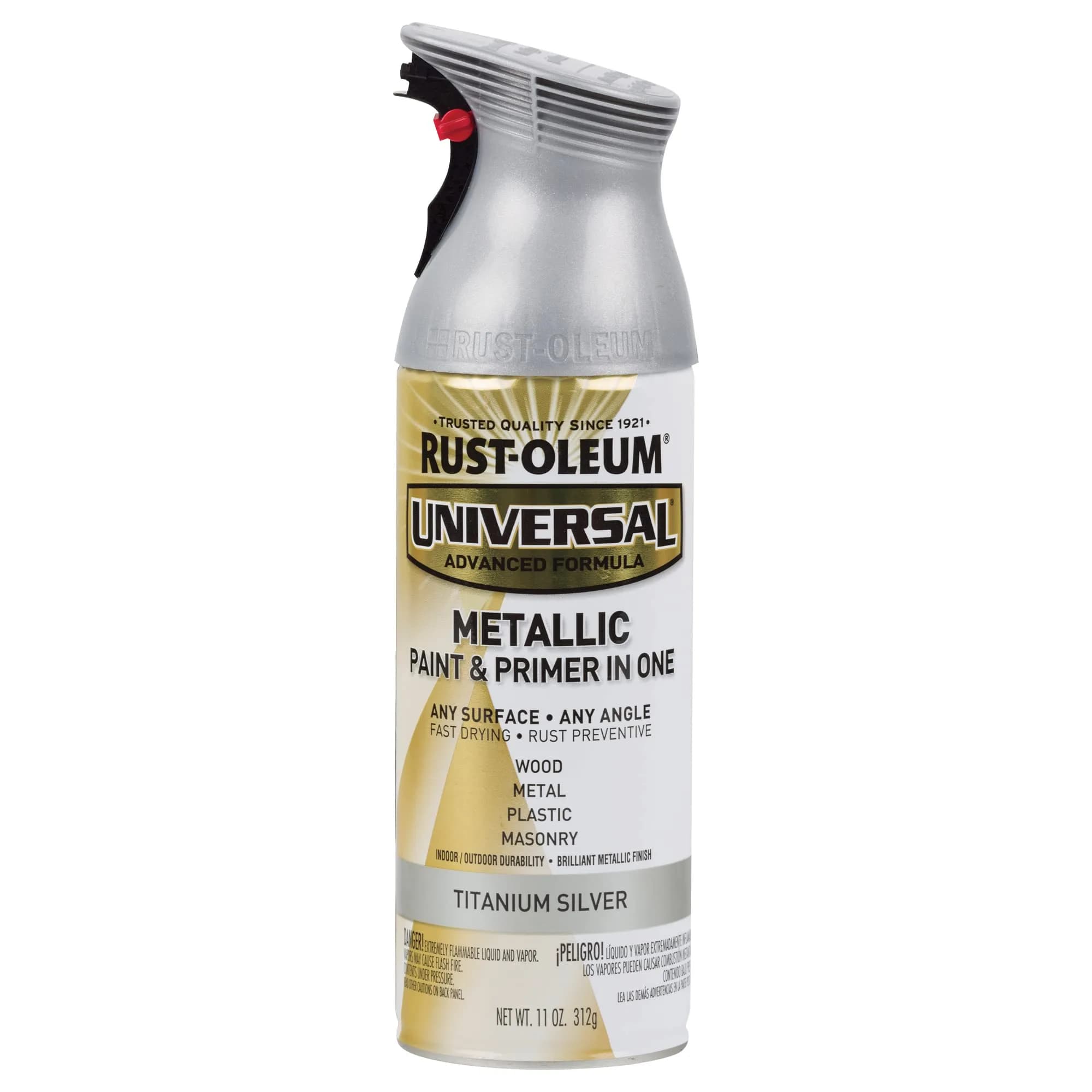 Rust-Oleum Universal All Surface Clear Topcoat Spray 11 oz (325 ml) Frosted Pearl Clear | Professional Grade Paint for Wood, Metal, Plastic — Titanium Silver / Metallic / 11 Ounce