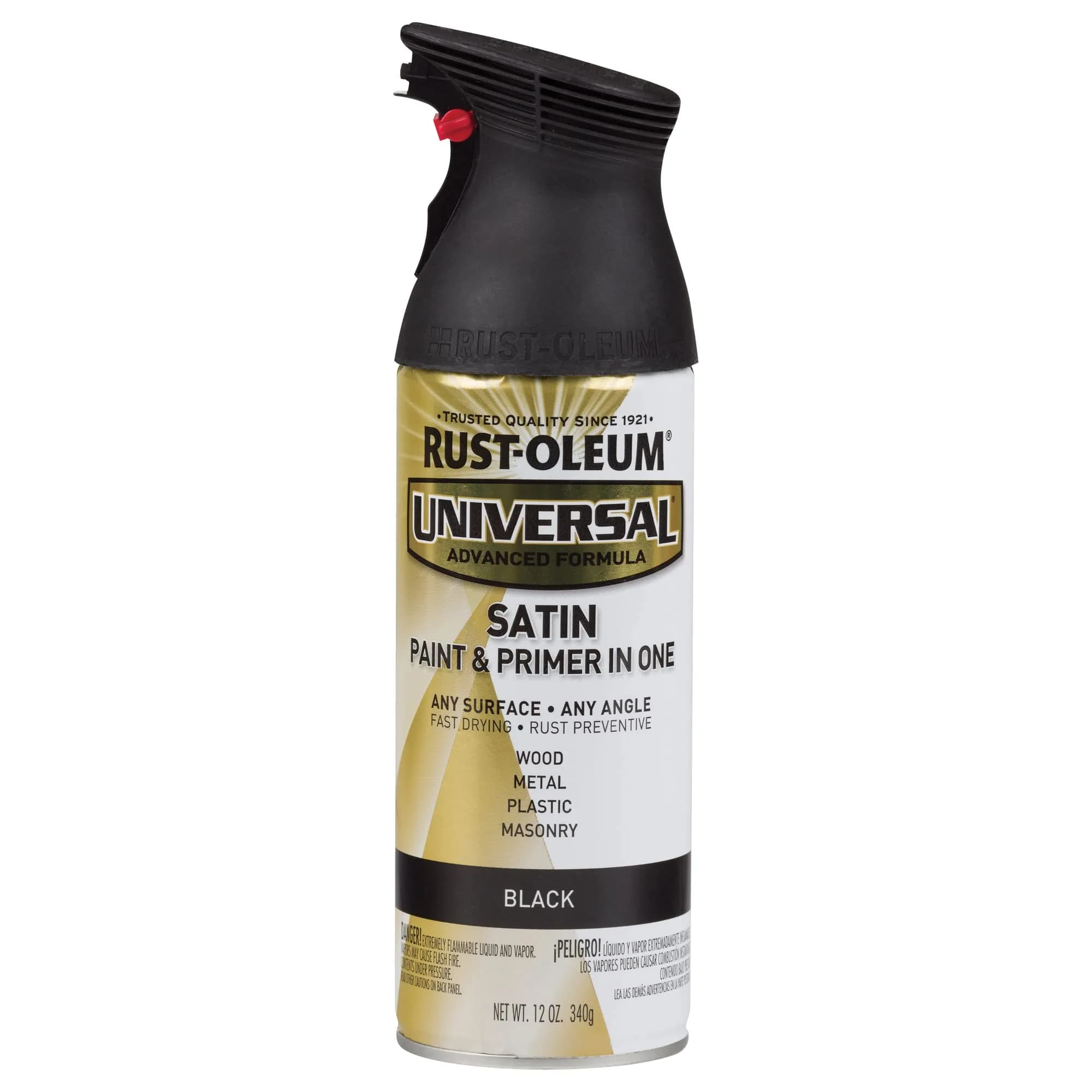 Rust-Oleum Universal All Surface Satin Black Spray Paint - 12 oz (Pack of 1) | Durable Finish - main product image