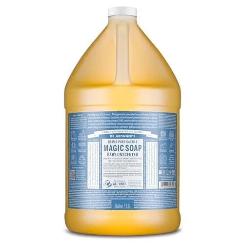 Dr. Bronner's Baby Unscented Pure-Castile Liquid Soap 3.87L (1 Gallon) | Gentle, Biodegradable, 18-in-1 Uses thumbnail 1