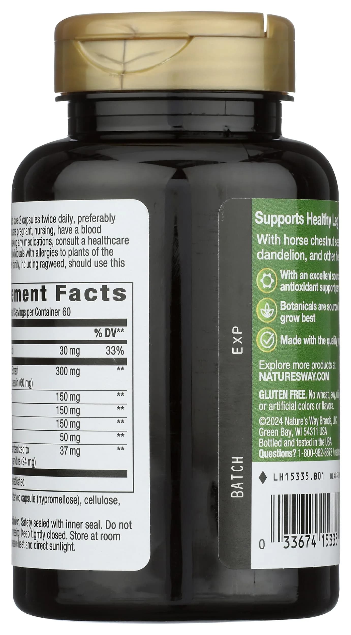 Nature's Way Leg Veins Premium Blend 120 Count (60 Servings) | Supports Healthy Leg Vein Strength with 6-Herb Blend - view 2