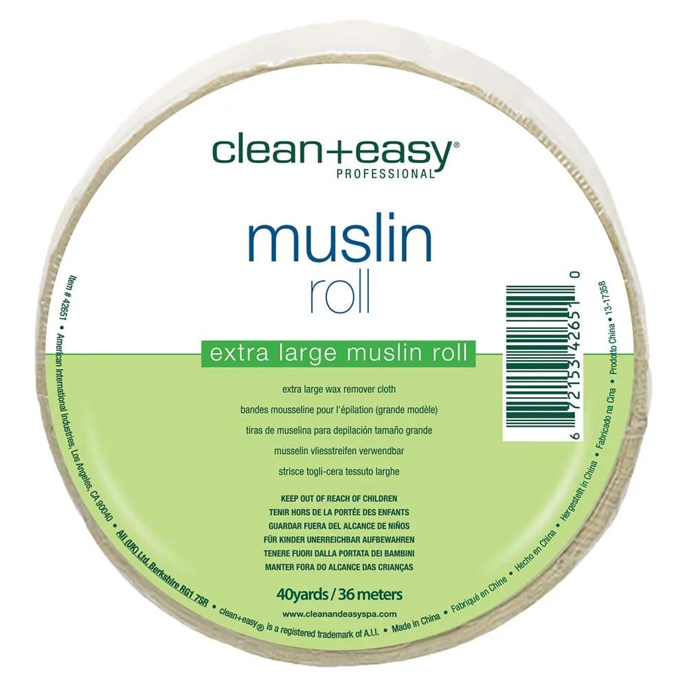 Clean + Easy Muslin Wax Strips – Extra Large Wax Roll for Full Body & Facial Hair Removal, 3.5" x 40 Yards - main product image