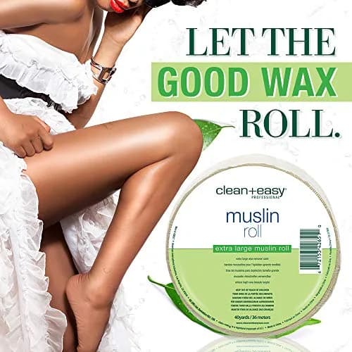 Clean + Easy Muslin Wax Strips – Extra Large Wax Roll for Full Body & Facial Hair Removal, 3.5" x 40 Yards thumbnail 3