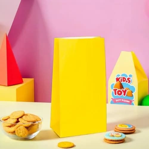 Unique Vibrant Sunflower Yellow Paper Party Bags (Pack of 12, 10" x 5") | Perfect for Celebrations & Gifts thumbnail 4