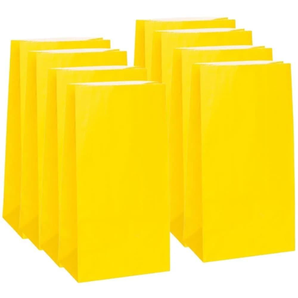 Unique Vibrant Sunflower Yellow Paper Party Bags (Pack of 12, 10" x 5") | Perfect for Celebrations & Gifts