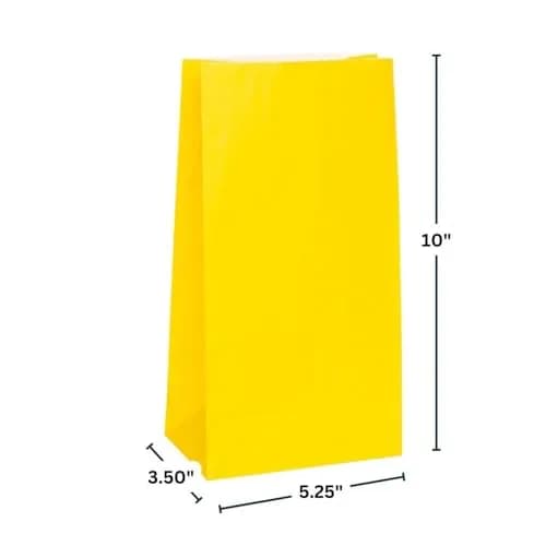 Unique Vibrant Sunflower Yellow Paper Party Bags (Pack of 12, 10" x 5") | Perfect for Celebrations & Gifts thumbnail 2