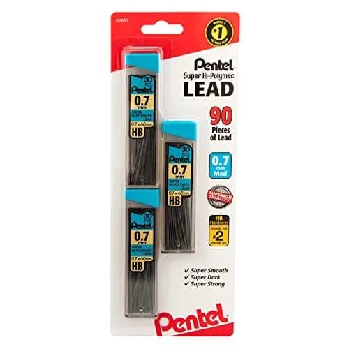 Pentel Super Hi-Polymer Lead Refills 0.7mm HB 90 Count (3 Tubes) | #1 Selling Lead Worldwide thumbnail 1