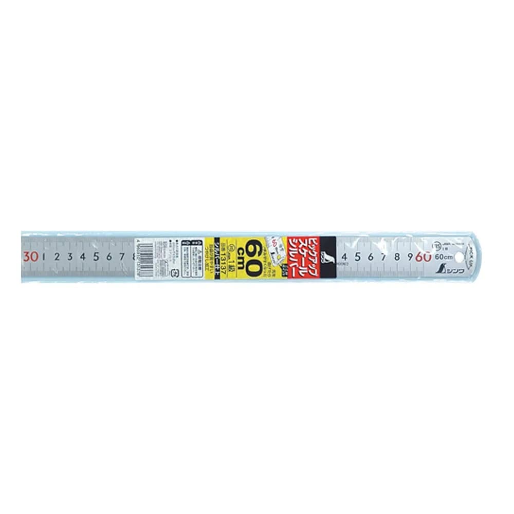 Shinwa Sokutei 13137 Pickup Scale 60cm (23.6 inches) JIS1 Class Stainless Steel | Accurate Measuring Tool for Carpentry and Layout — グレー
