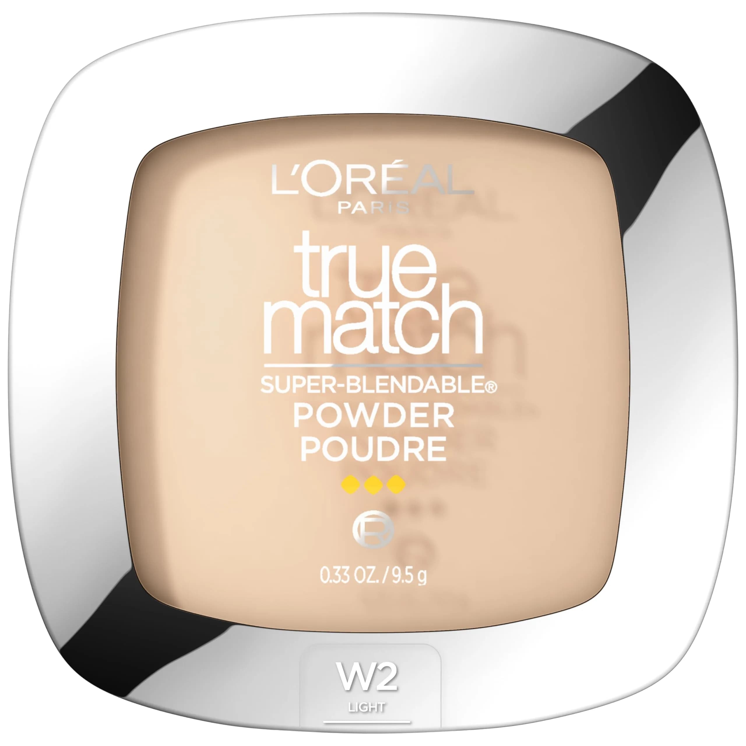 L'Oreal Paris True Match Super Blendable Oil-Free Powder Foundation W3 Light Medium 0.33 oz | Matches Skin Tone & Texture — W2 Light