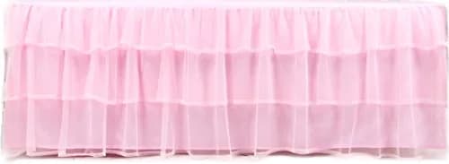 Tadpoles Triple Layer Tulle Nursery Crib Skirt for Baby Girls or Boys | Pink Crib-Size thumbnail 2