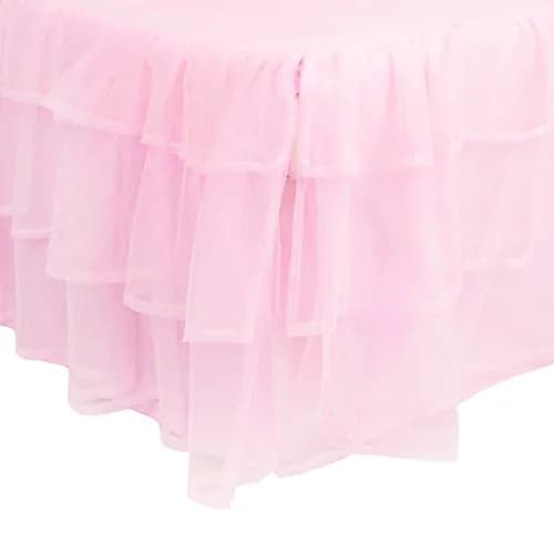 Tadpoles Triple Layer Tulle Nursery Crib Skirt for Baby Girls or Boys | Pink Crib-Size thumbnail 3