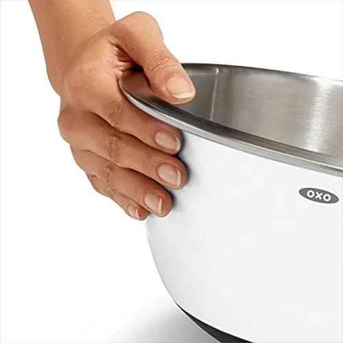 OXO Good Grips Stainless Steel Mixing Bowl Set - 3-Piece, 1.9L (1.5qt) / 2.8L (3qt) / 4.7L (5qt) | Nesting Bowls for Baking & Cooking thumbnail 8