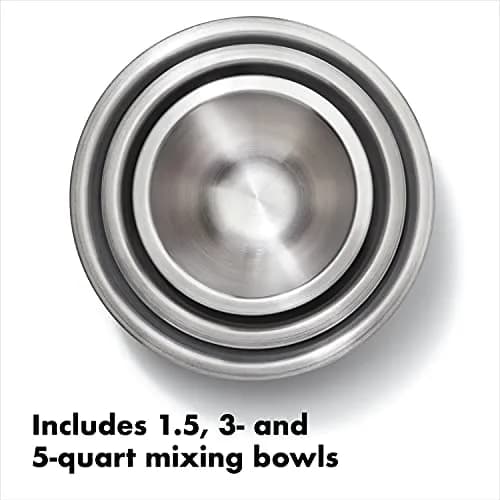 OXO Good Grips Stainless Steel Mixing Bowl Set - 3-Piece, 1.9L (1.5qt) / 2.8L (3qt) / 4.7L (5qt) | Nesting Bowls for Baking & Cooking thumbnail 2