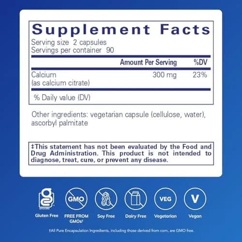 Pure Encapsulations Calcium Citrate 180 Capsules | Supports Bone, Heart, Colon Health thumbnail 2