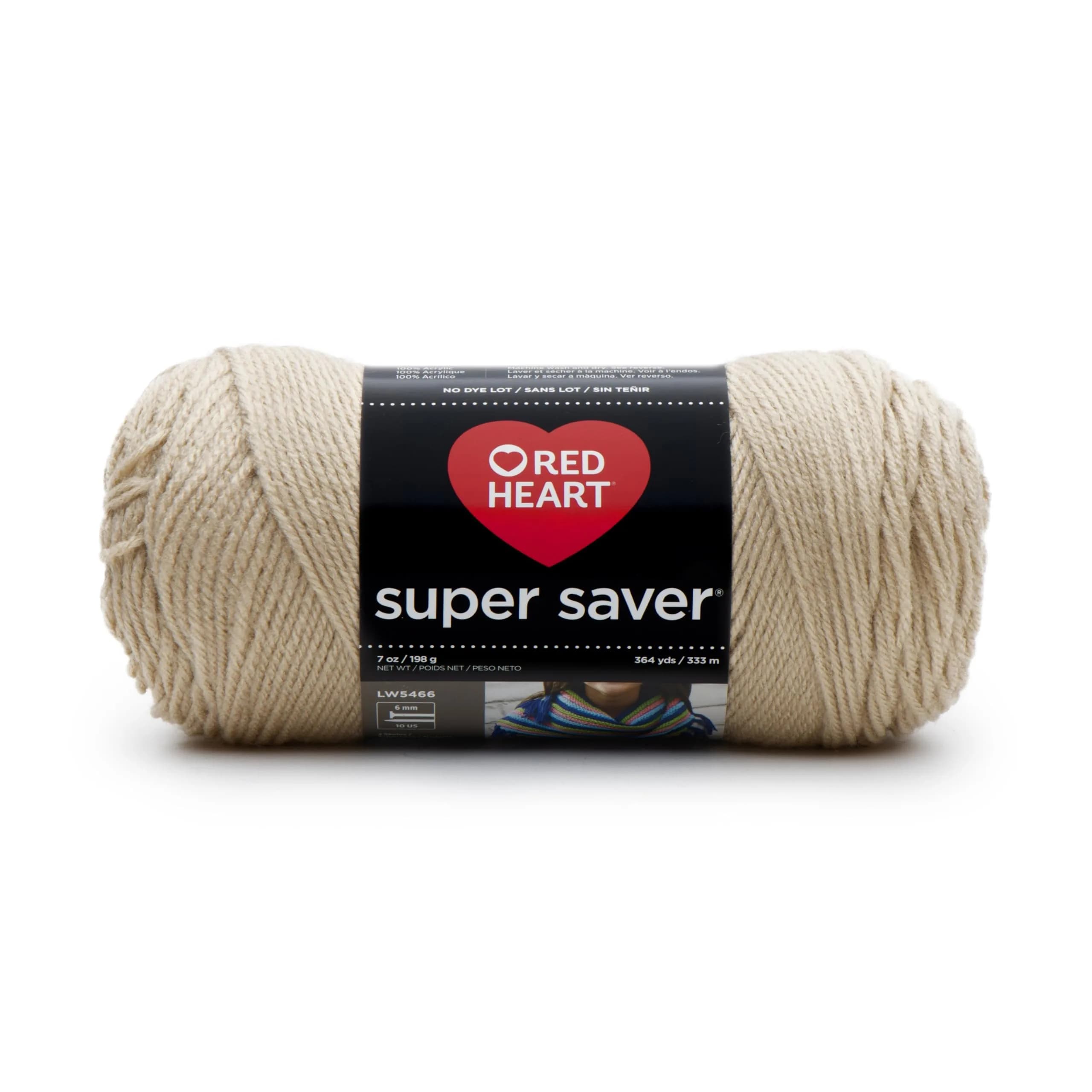 Red Heart Super Saver Yarn, Buff, 198g (7oz) | 364 Yards Medium Worsted Weight Acrylic — Buff