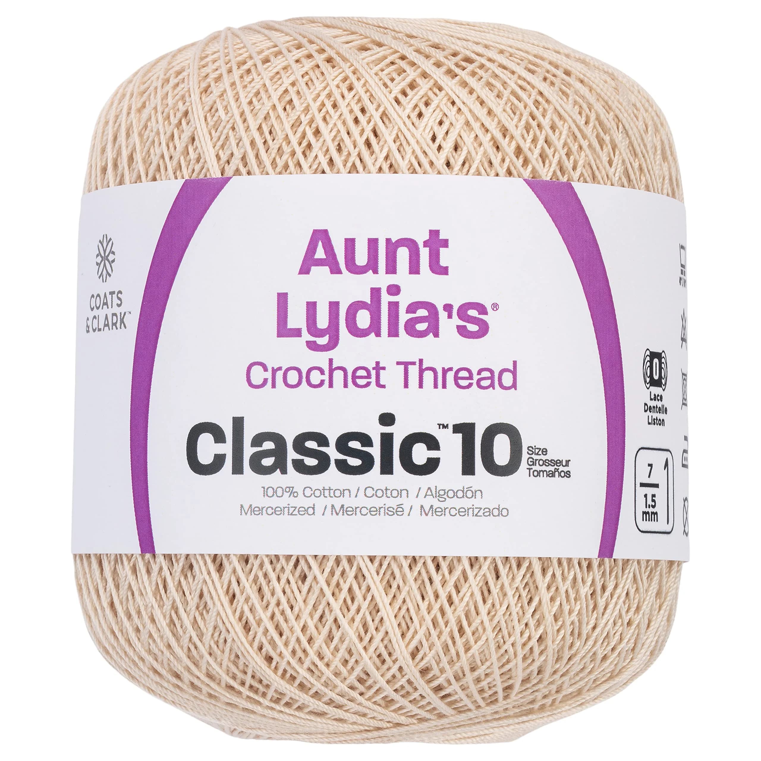 Red Heart Aunt Lydia's Classic Crochet Thread Size 10 Ecru 365.75m (400yd) | High Luster Mercerized Cotton for Projects - main product image