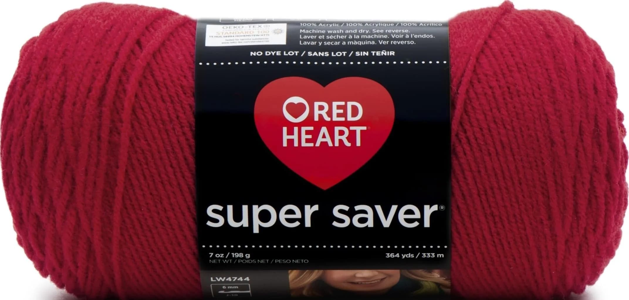 Red Heart Super Saver Yarn Cherry Red Medium Worsted Weight 198g (7oz) | 364 Yards Acrylic for Knitting & Crochet
