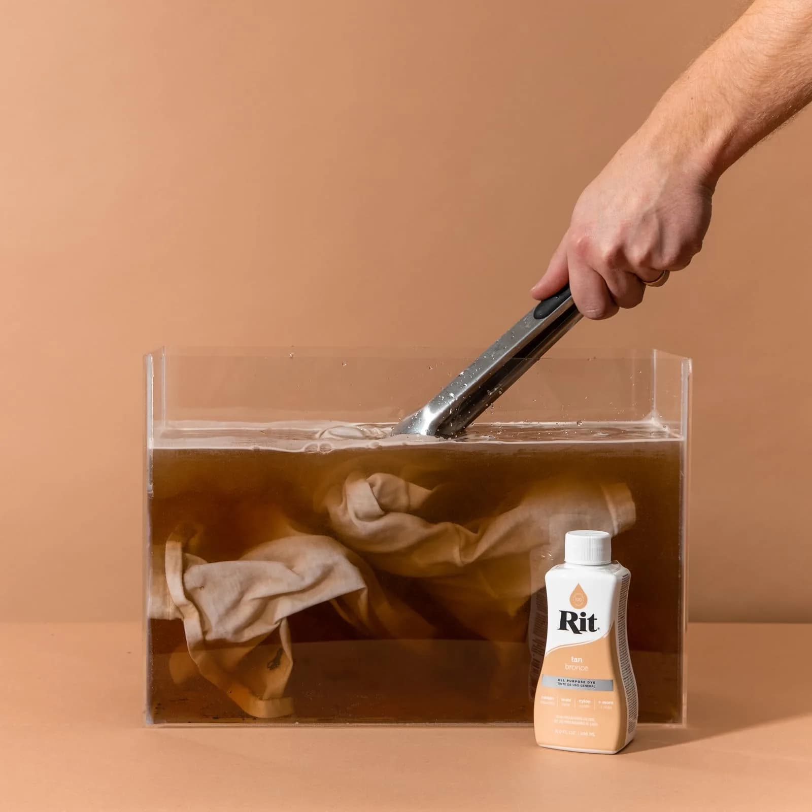 Rit All-Purpose Liquid Fabric Dye, Tan 237ml (8 Fl Oz) - Concentrated Color for Cotton, Linen, Silk, Wool, Rayon, Nylon - view 2