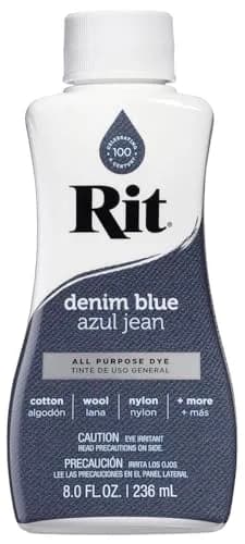 Rit All-Purpose Liquid Dye, Denim Blue 236ml (8 Fl Oz) | Vibrant Color for Natural Fabrics thumbnail 1