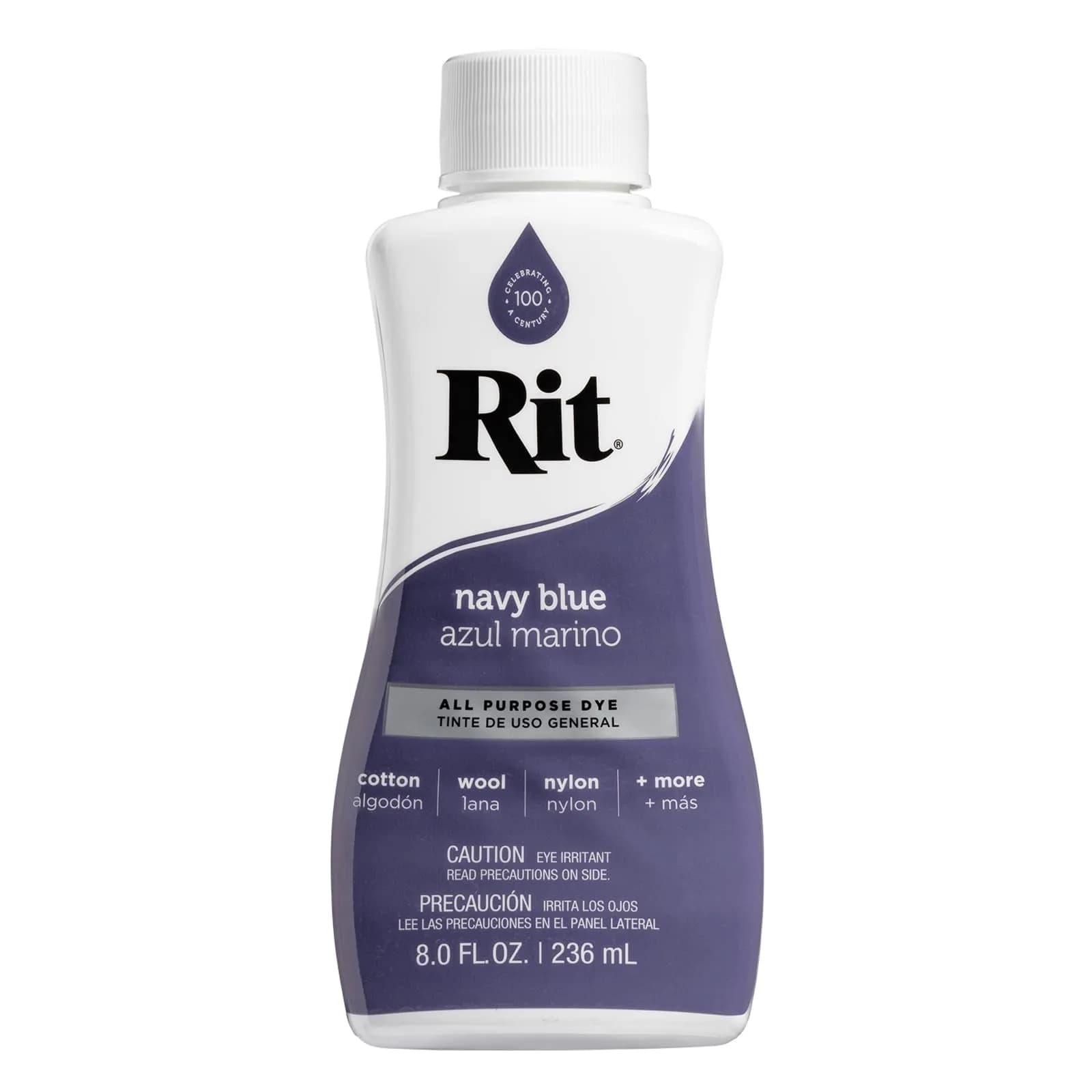 Rit All-Purpose Liquid Fabric Dye, Navy Blue 237ml (8 Fl Oz) - Vibrant Color for Cotton, Linen, Silk, Wool, Rayon, Nylon - main product image