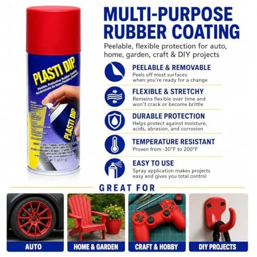 Plasti Dip Spray Red 311ml (11 Ounce) | Peelable Rubber Coating for Tools, Wheels & DIY Projects thumbnail 2