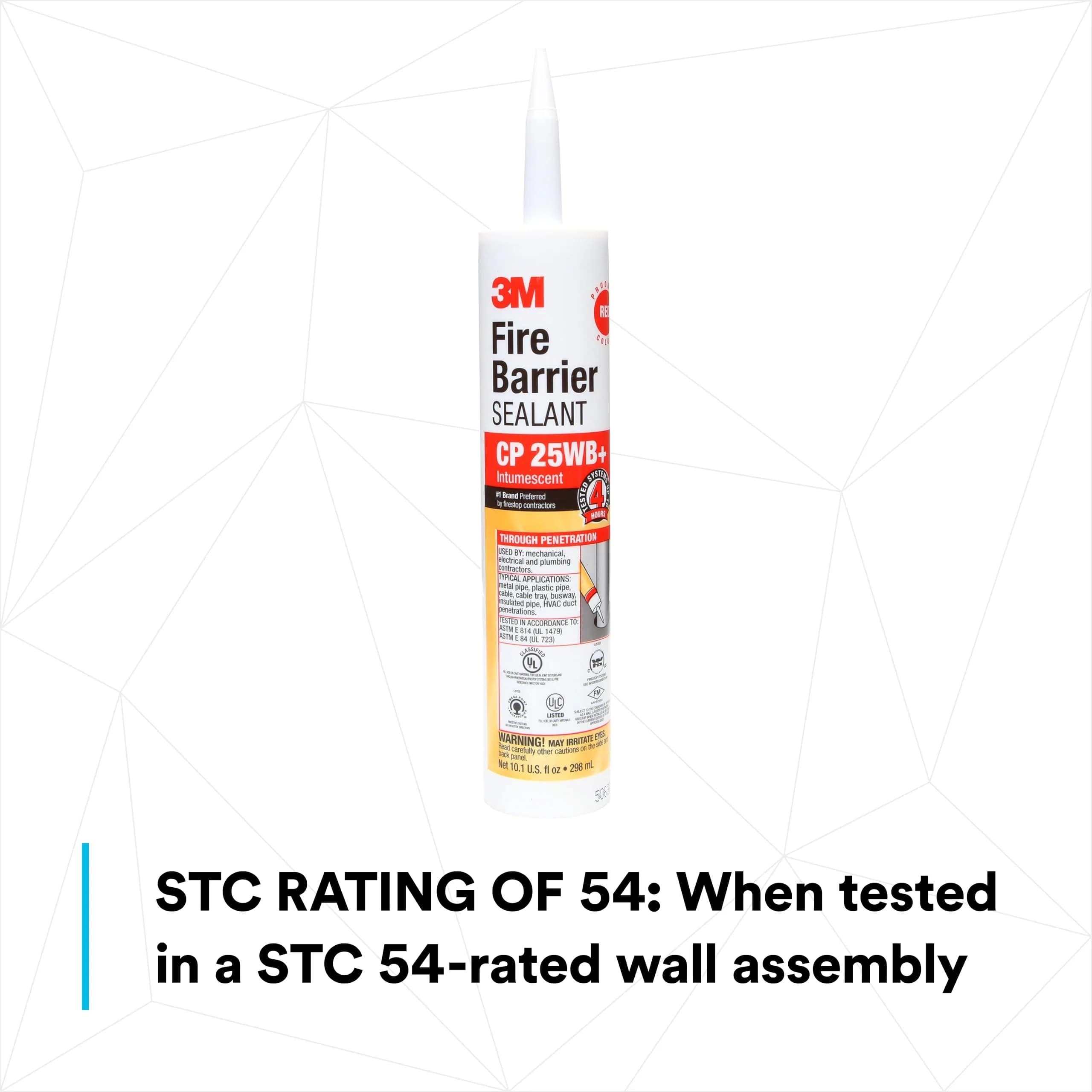 3M Fire Barrier Sealant CP 25WB+ 300ml (10.1 fl oz) | Tested to 4-Hour Fire Rating - view 3