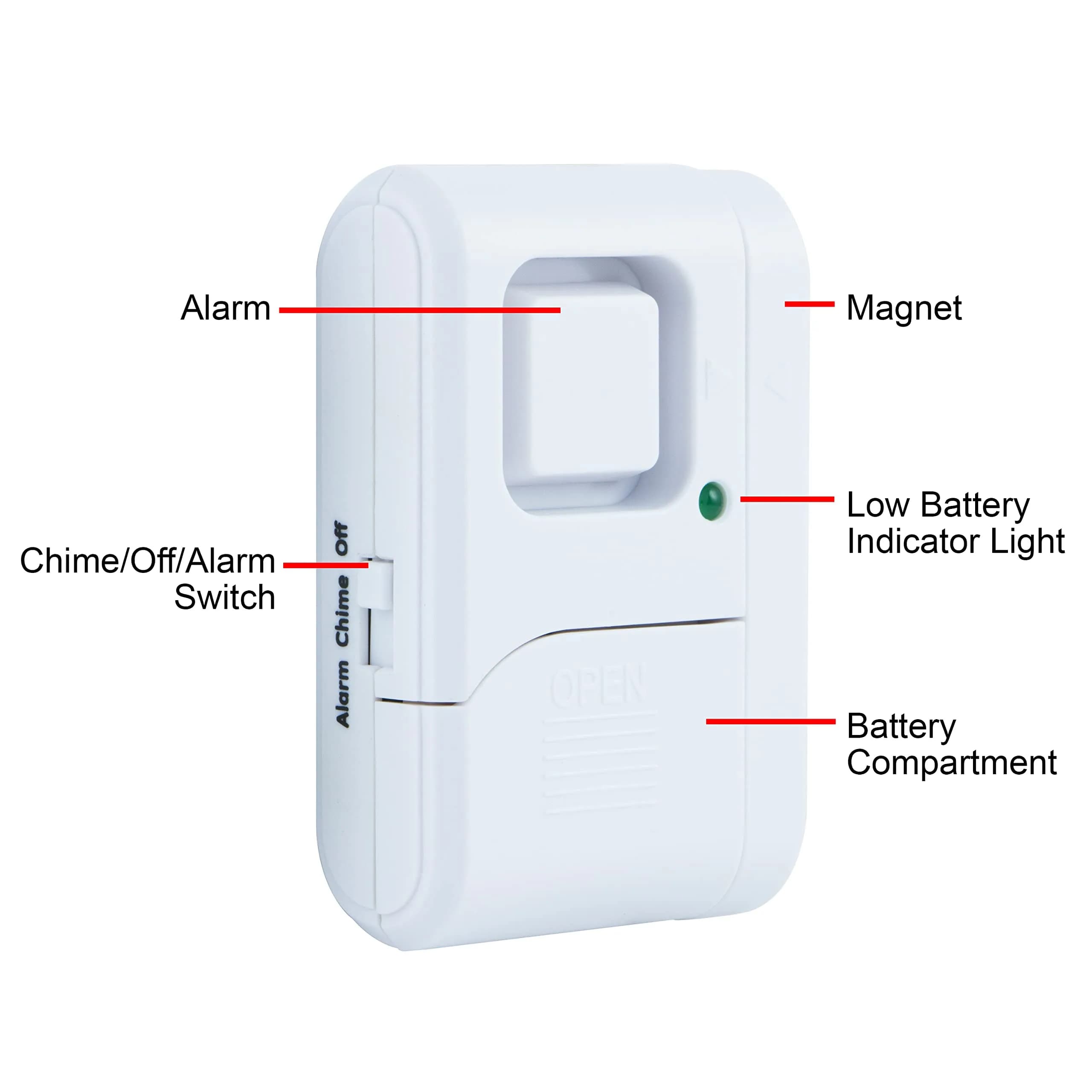 UltraPro Wireless Window and Door Alarm, 2 Pack, 120dB Siren & Chime | White - view 3