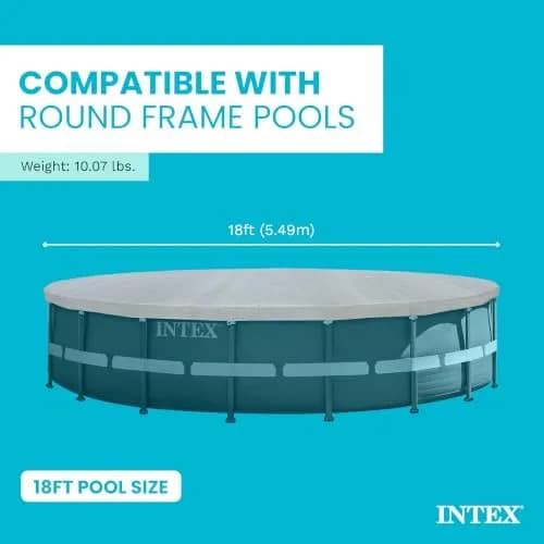 Intex Deluxe Pool Cover for 18ft Round Ultra XTR Pools | UV-Resistant, Rope Tie, 8in Overhang thumbnail 4