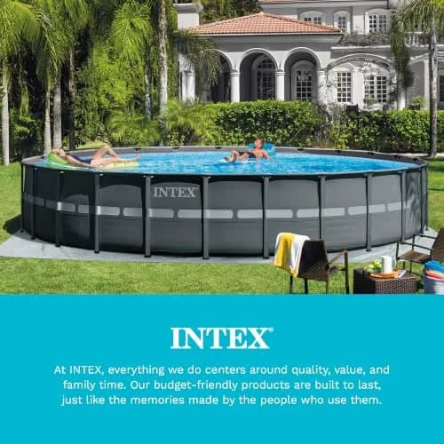 Intex Deluxe Pool Cover for 18ft Round Ultra XTR Pools | UV-Resistant, Rope Tie, 8in Overhang thumbnail 7