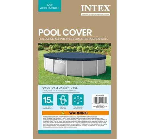 Intex 15ft Round Metal Frame Pool Cover – 180" x 180" x 10" – Gray Polyethylene | Keeps Debris Out thumbnail 3