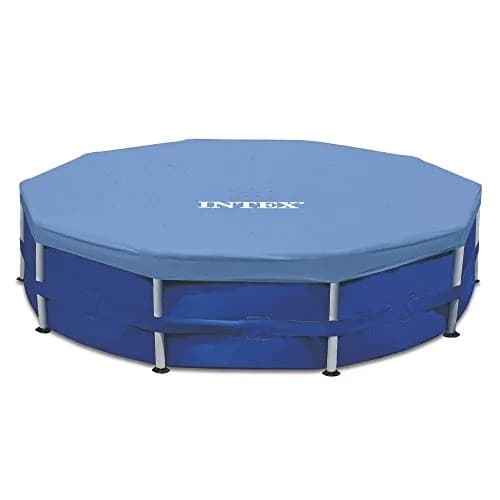 Intex 15ft Round Metal Frame Pool Cover – 180" x 180" x 10" – Gray Polyethylene | Keeps Debris Out thumbnail 1