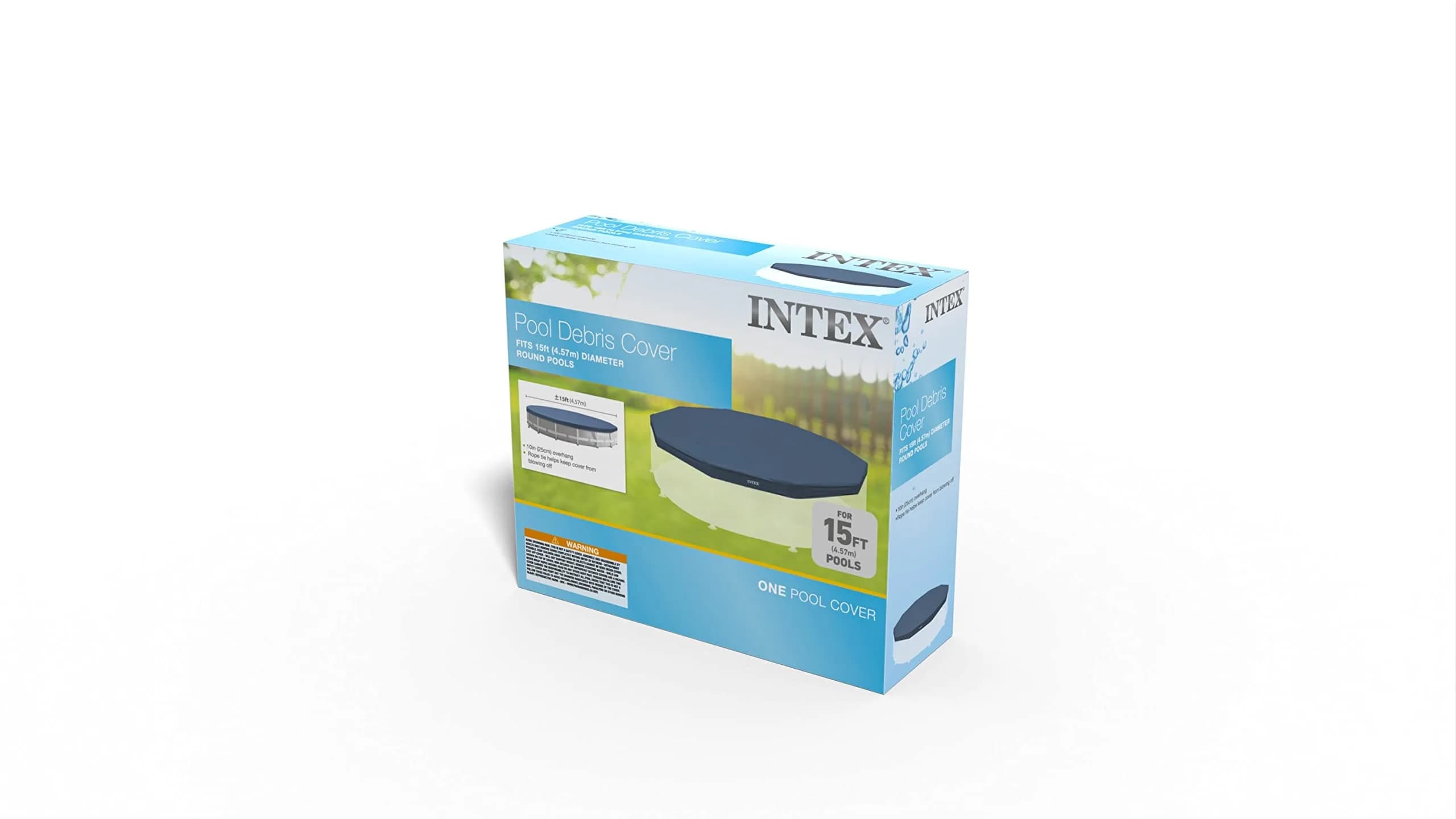 Intex 15ft Round Metal Frame Pool Cover – 180" x 180" x 10" – Gray Polyethylene | Keeps Debris Out - view 2