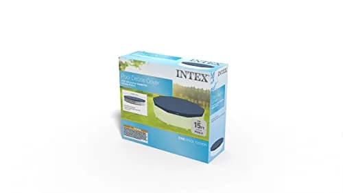 Intex 15ft Round Metal Frame Pool Cover – 180" x 180" x 10" – Gray Polyethylene | Keeps Debris Out thumbnail 2