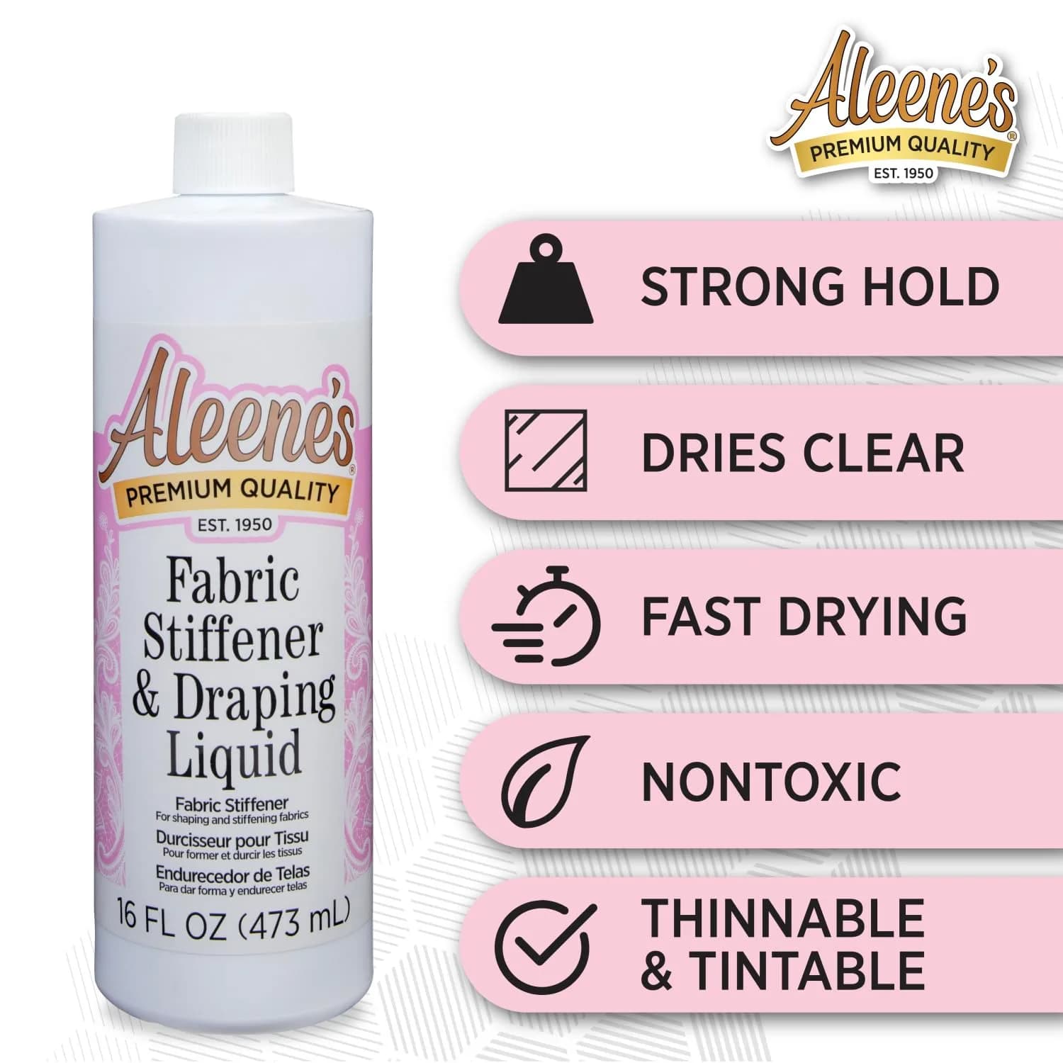 Aleene's Fabric Stiffener and Draping Liquid 473ml (16 Fl Oz) | Nontoxic, Quick Drying Formula for Shaping Fabrics - view 2