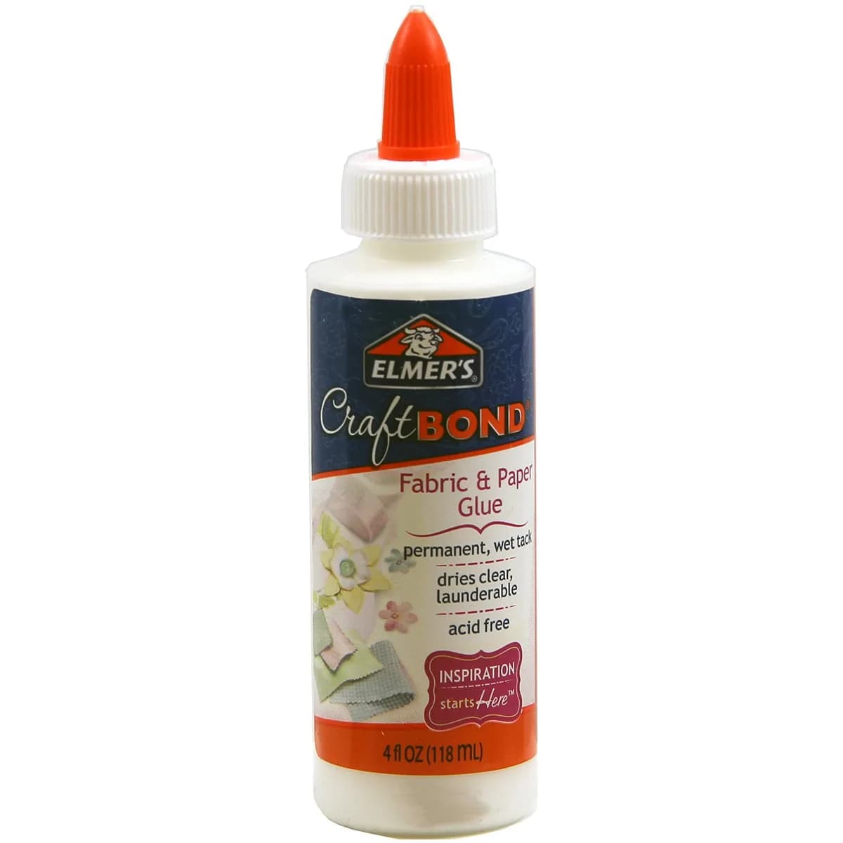 Elmer's Clear Craft Bond Fabric and Paper Glue 4 oz (118 ml) | Permanent Bond for Crafts - main product image