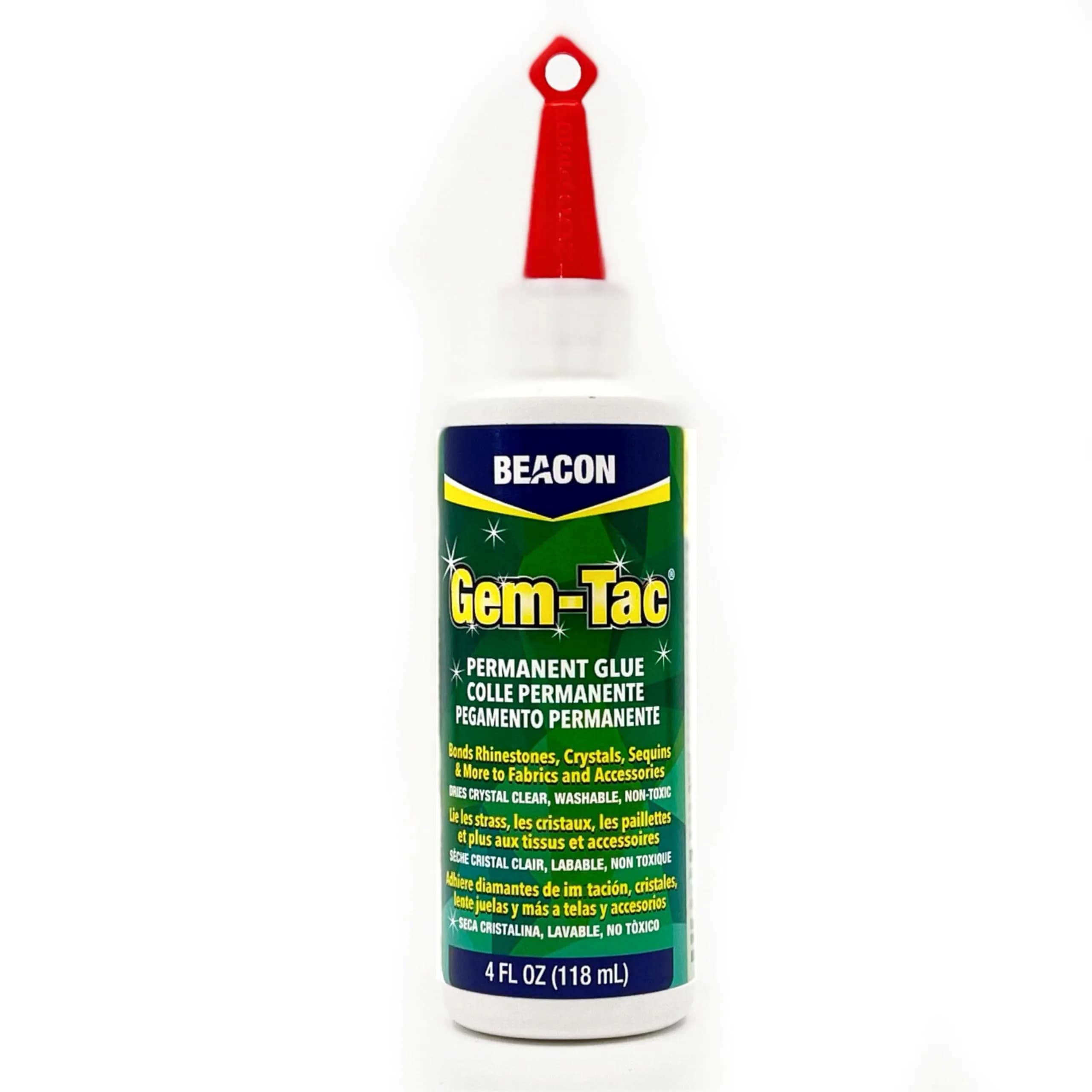 Beacon Gem Tac Glue 4oz (118ml) | Permanent, Non-Toxic, Washable, Dries Clear