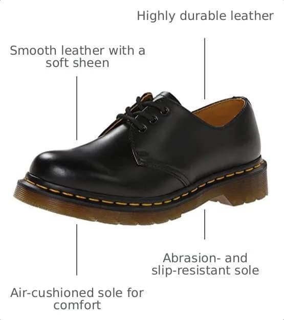 Dr. Martens Women's 1461 3-Eye Leather Oxford Shoe 6 M US | Classic Black Smooth Leather thumbnail 3