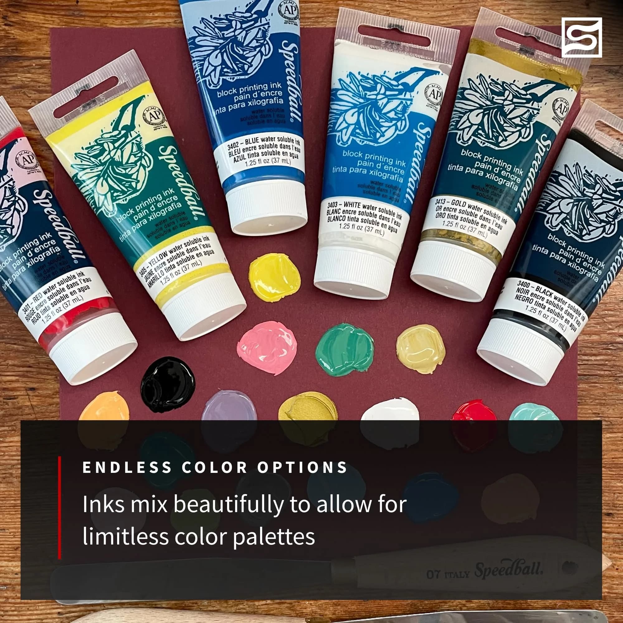 Speedball Black Water-Soluble Block Printing Ink 75ml (2.5 fl oz) | Professional Grade for Lino & Wood Blocks - view 5