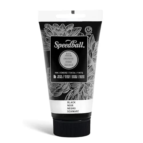 Speedball Black Water-Soluble Block Printing Ink 75ml (2.5 fl oz) | Professional Grade for Lino & Wood Blocks thumbnail 1