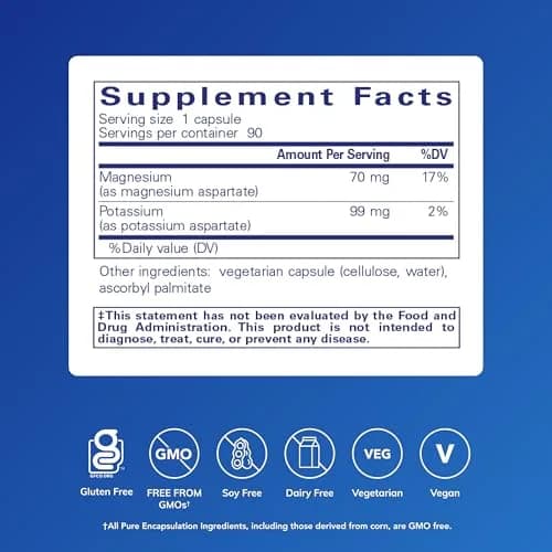 Pure Encapsulations Potassium Magnesium (Aspartate) 90 Capsules | Supports Heart, Nerve & Muscle Function thumbnail 2