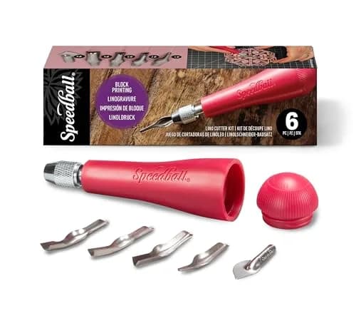 Speedball 4131 Linoleum Cutter Set with Handle | 5 Assorted Lino Cutters, Made in USA thumbnail 1