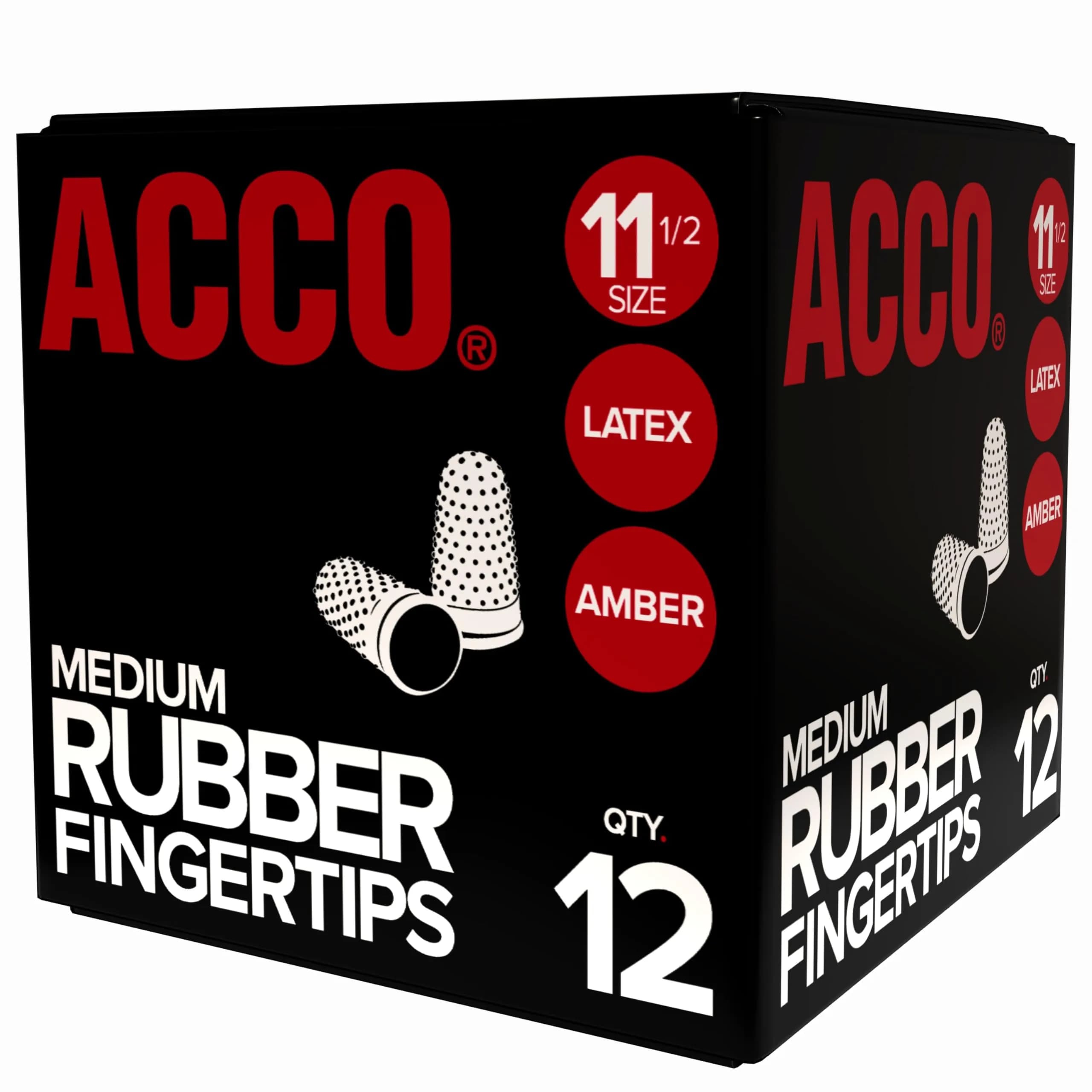 ACCO Rubber Finger Tips Size 11.5 | Nubbed for Better Grip (70-120 chars) — Amber
