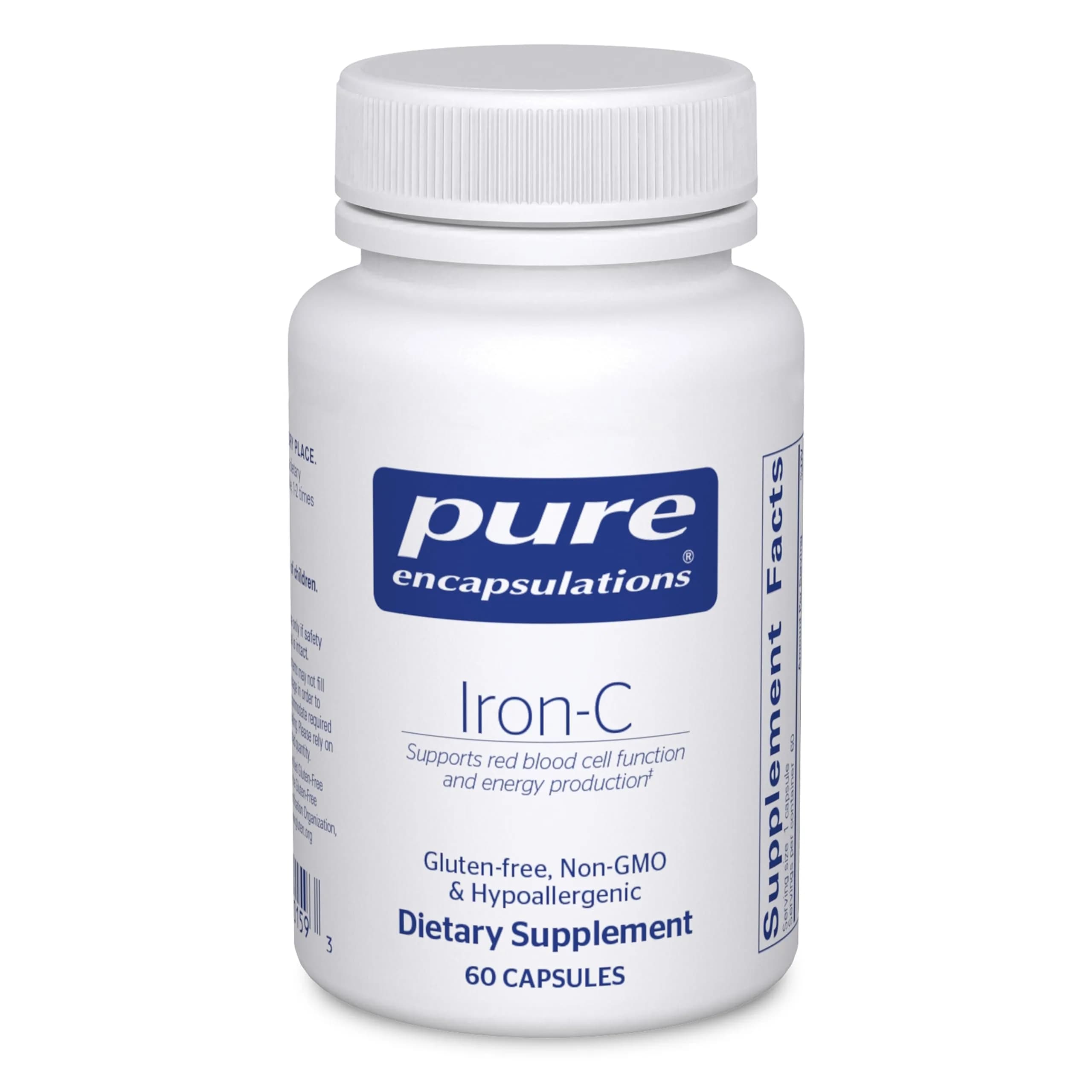 Pure Encapsulations Iron-C Capsules (60 Count) | Iron & Vitamin C for Red Blood Cell Support - main product image