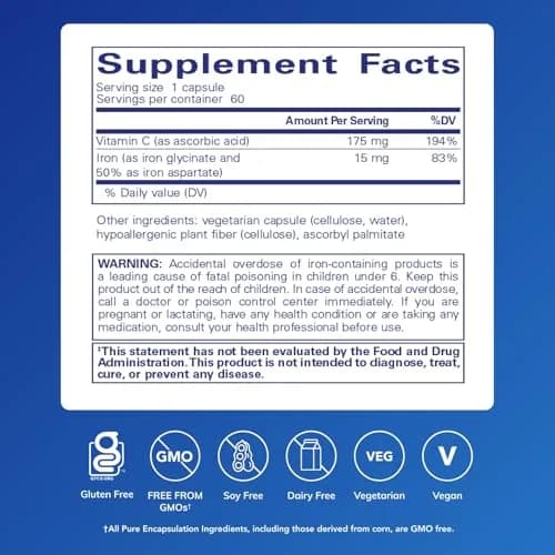 Pure Encapsulations Iron-C Capsules (60 Count) | Iron & Vitamin C for Red Blood Cell Support thumbnail 2