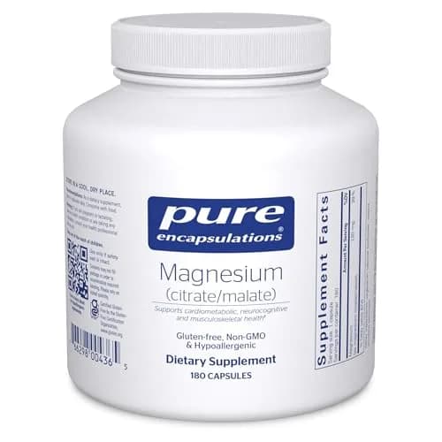 Pure Encapsulations Magnesium (Citrate/Malate) 180 Capsules | Supports Nutrient Metabolism & Energy Production thumbnail 1