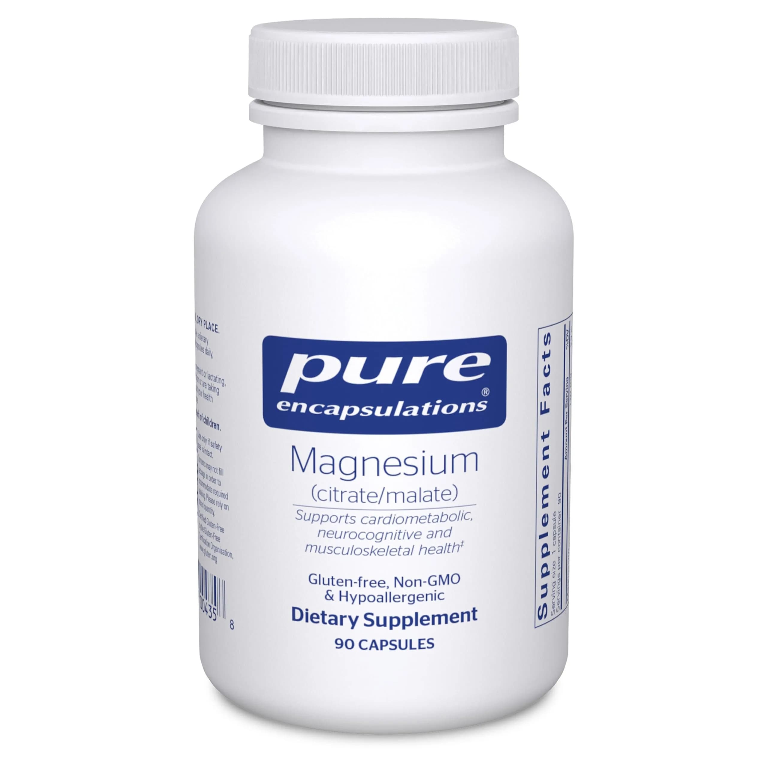 Pure Encapsulations Magnesium Citrate/Malate 90 Count (Pack of 1) | Supports Nutrient Utilization, Energy, Bones & Heart Health — Capsule