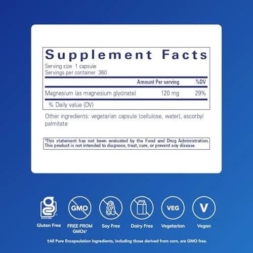 Pure Encapsulations Magnesium Glycinate 360 Capsules | Supports Sleep, Stress Relief & Muscle Function thumbnail 2
