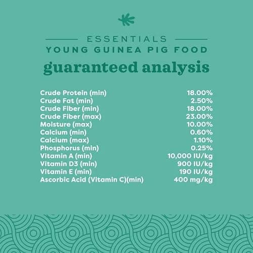 Oxbow Essentials Young Guinea Pig Food Pellets 4.54 kg (10 lb) | High Fiber Alfalfa Hay Formula for Growth & Digestion thumbnail 8