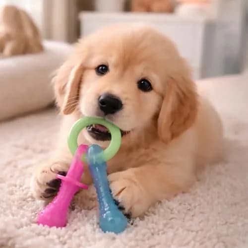 Nylabone Puppy Pacifier Chew Toy, Teething Toy for Puppies up to 25 lbs | Bacon Flavored, Soft Material, Textured Nubs thumbnail 2